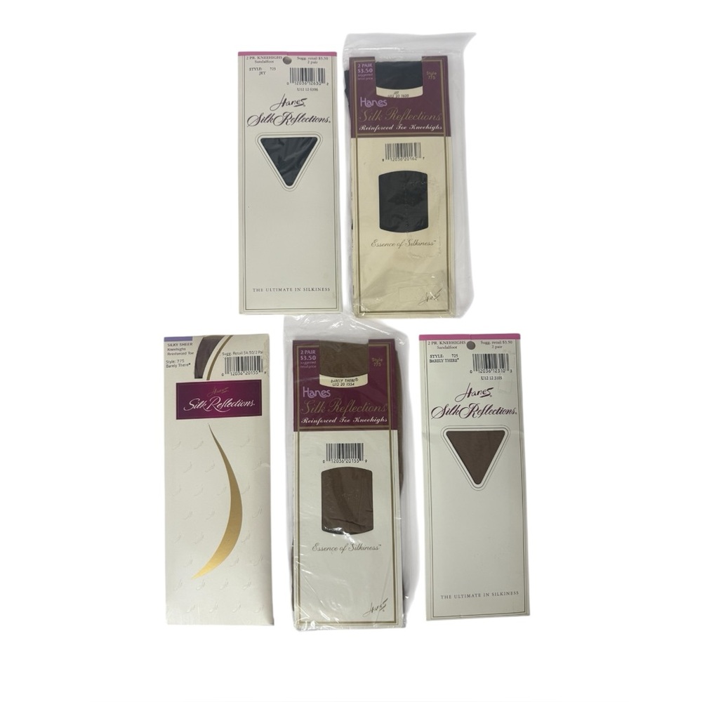 Hanes Silk Reflections 5 Packages With 2 Pair Each Knee HighBlac/ Barely There